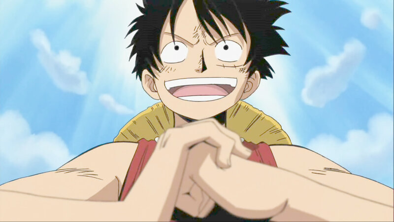Luffy smiling with sky background