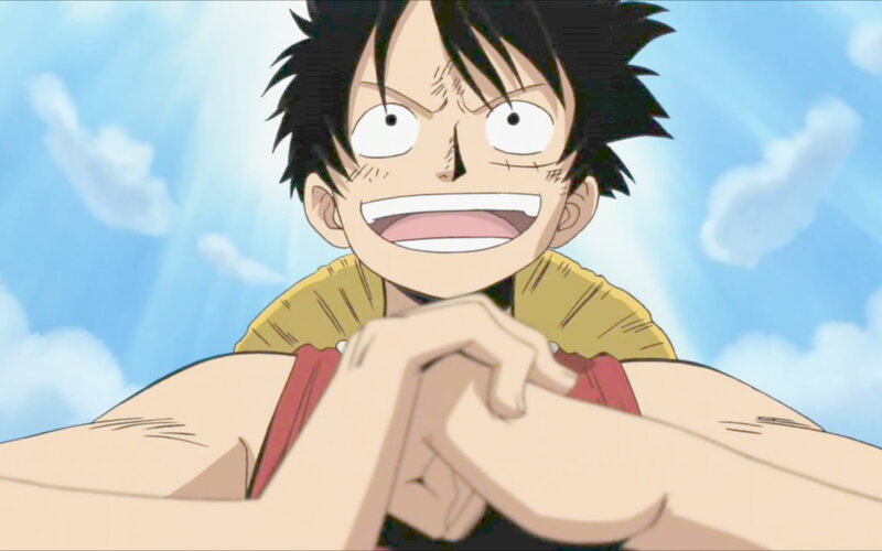 Luffy smiling with sky background