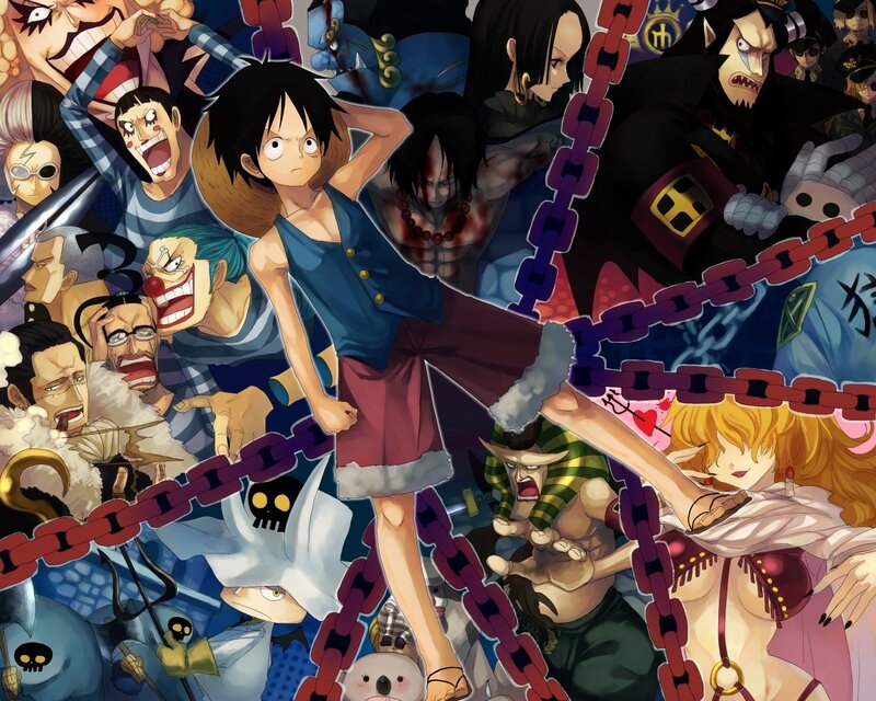 Luffy Surrounded by Characters — Blue