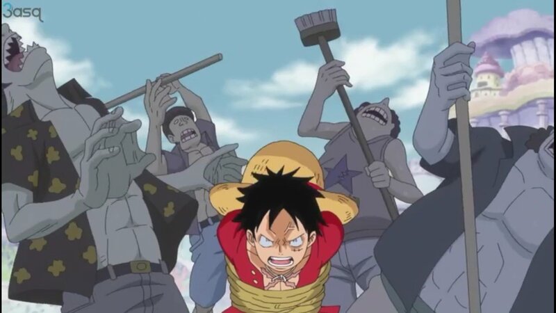 Luffy surrounded by zombies
