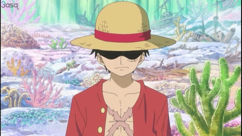 Luffy Underwater — Red, Calm