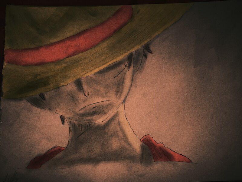 Luffy with a somber expression