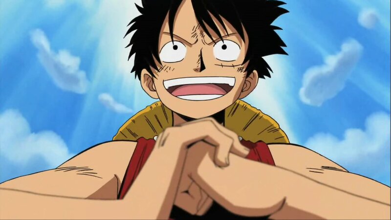 Luffy with Clenched Fists — Blue, Determined