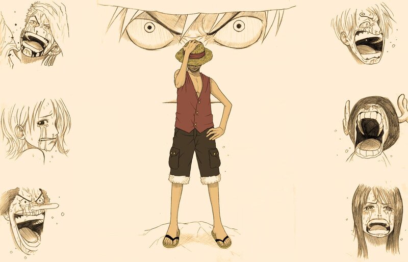 Luffy with Emotional Faces — Beige