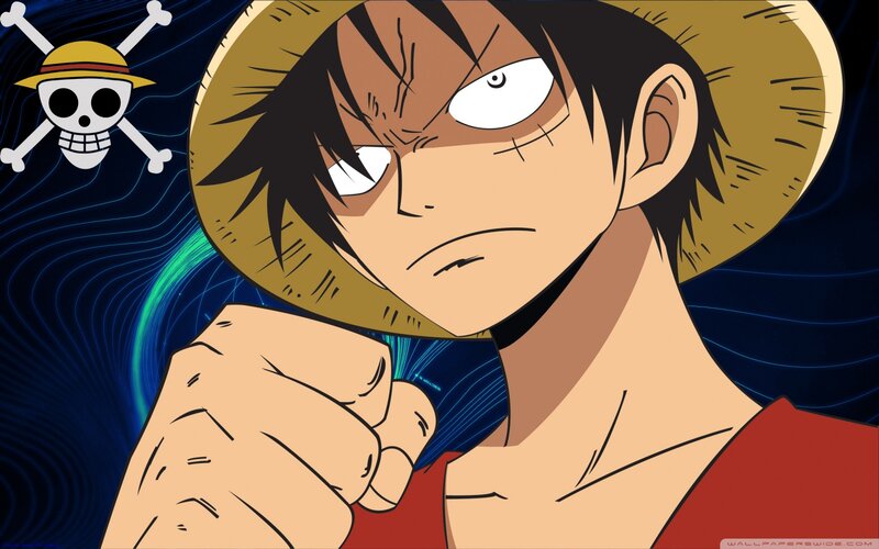 Luffy with Fist Raised — Blue, Dramatic