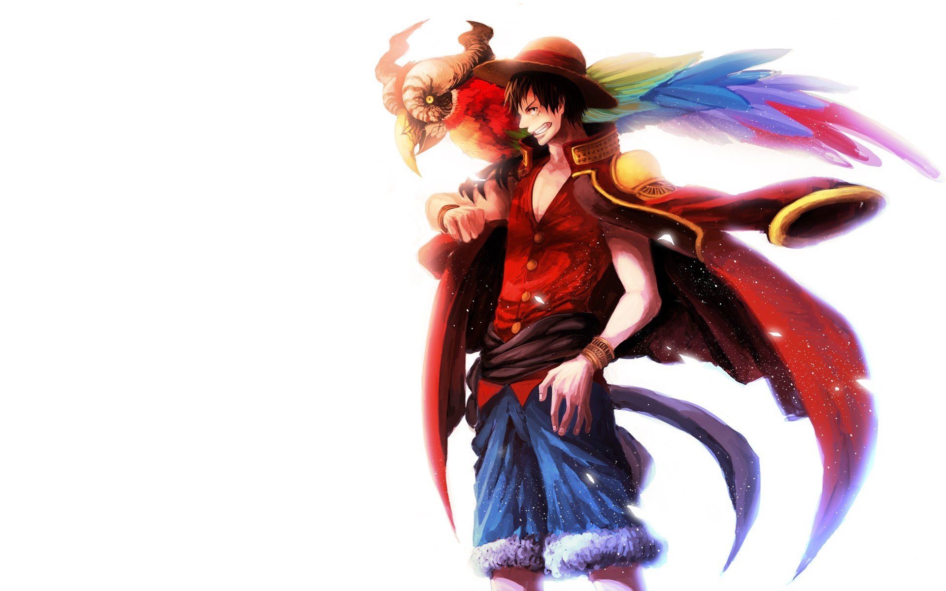 Luffy with parrot and wings