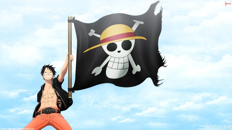 Luffy with pirate flag