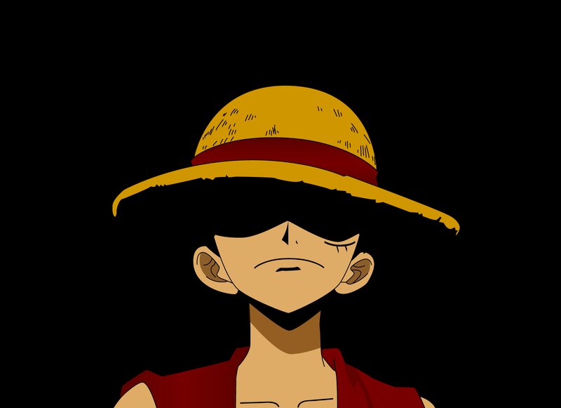 Luffy with Straw Hat — Black