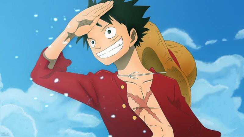 Luffy with Straw Hat — Blue