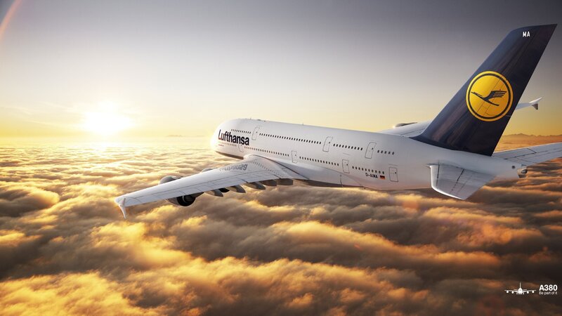 Lufthansa A380 above clouds