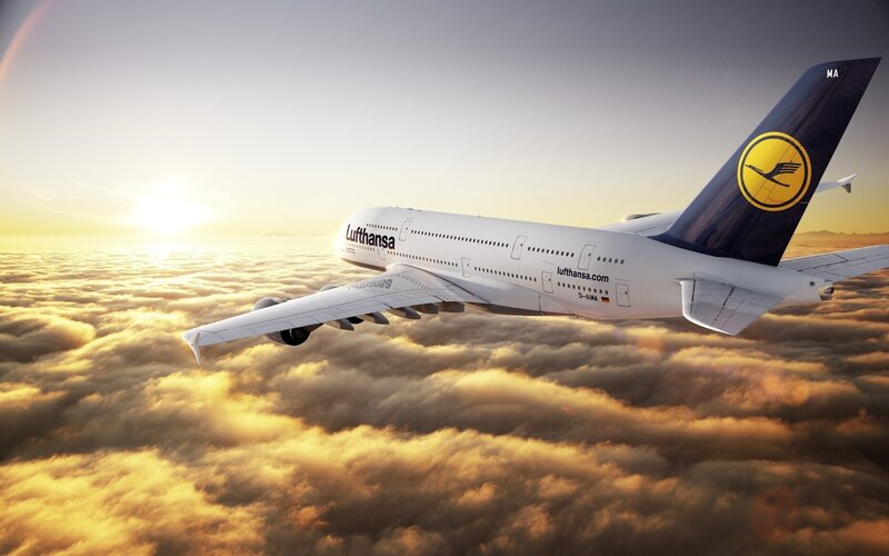 Lufthansa A380 above clouds