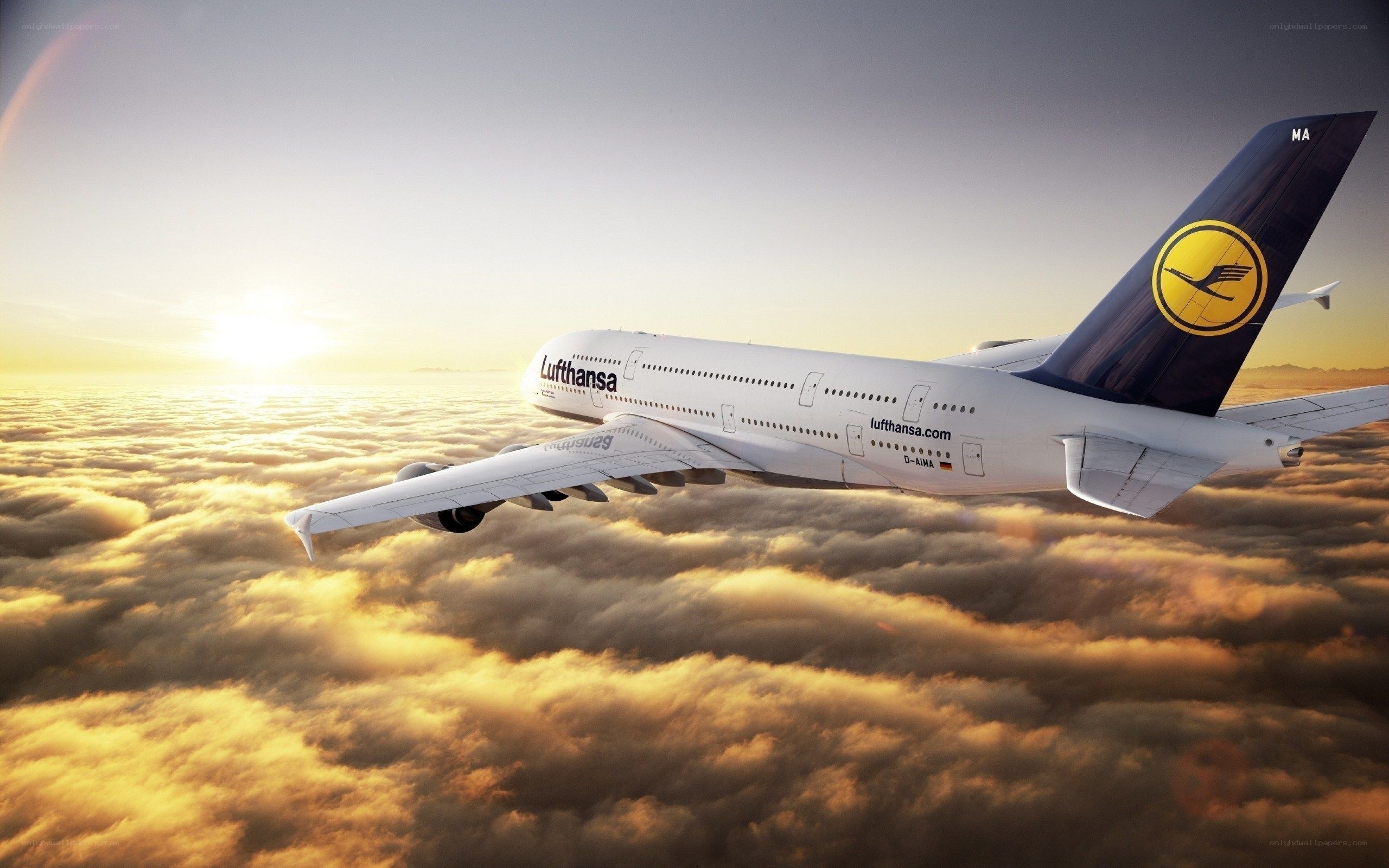 Lufthansa A380 above clouds