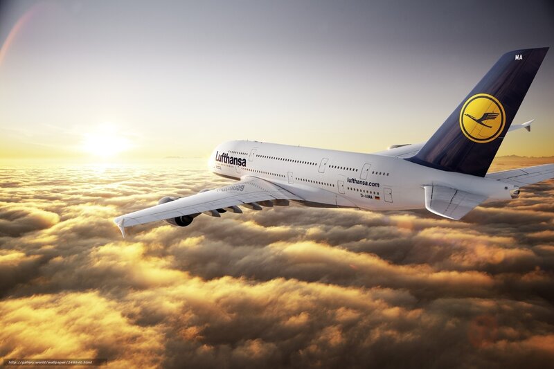 Lufthansa A380 above clouds