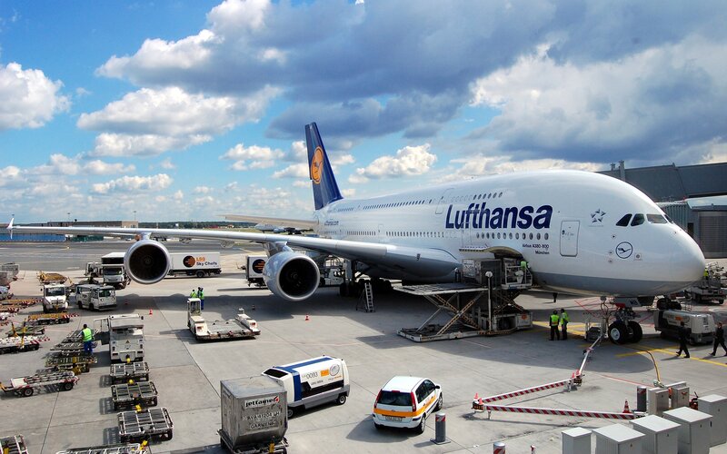 Lufthansa A380 Aircraft — White, Dramatic