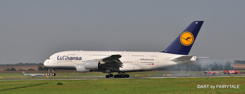 Lufthansa A380 Airplane — White, Calm, Afternoon, Photograph