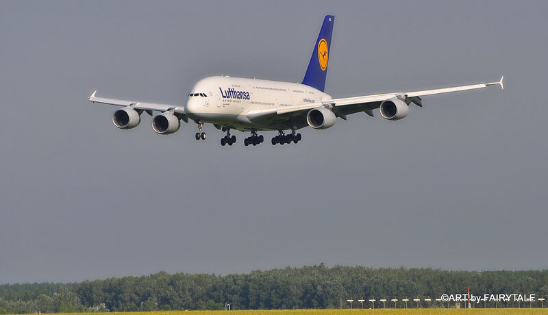 Lufthansa A380 Airplane — White, Calm, Afternoon