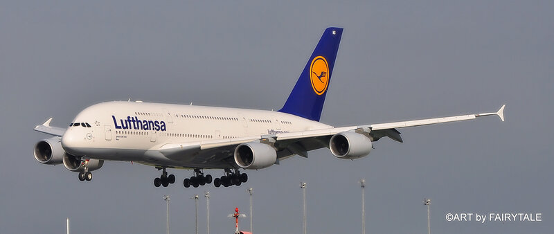 Lufthansa A380 Airplane — White, Calm