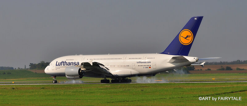 Lufthansa A380 Airplane — White, Dramatic