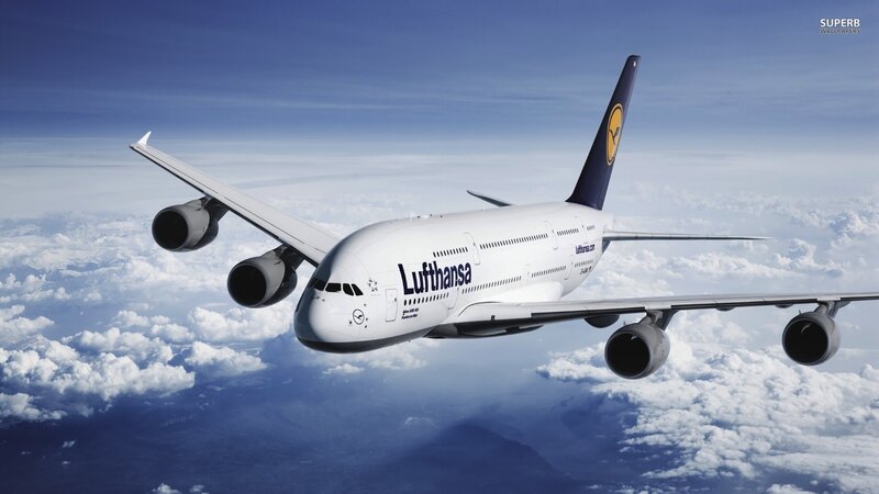 Lufthansa A380 Airplane — White, Serene, Photograph, Clouds