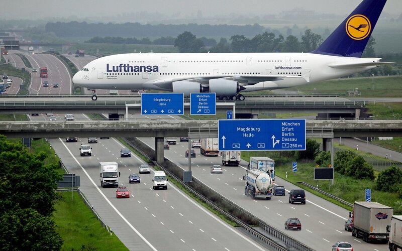 Lufthansa Airplane — White, Dramatic