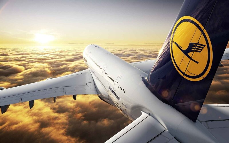 Lufthansa Airplane — White, Serene, Sunrise
