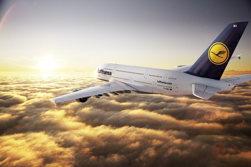 Lufthansa Airplane — White, Serene, Sunset