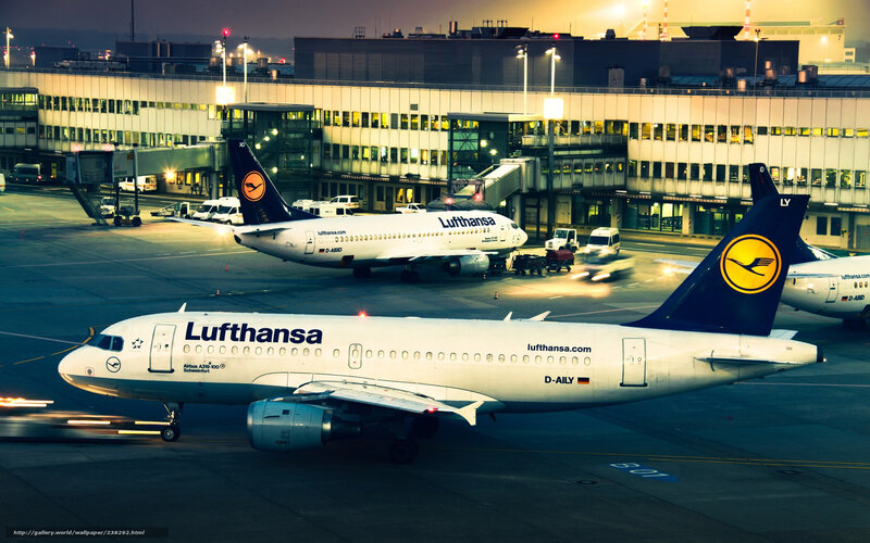 Lufthansa Airplanes at Airport — White