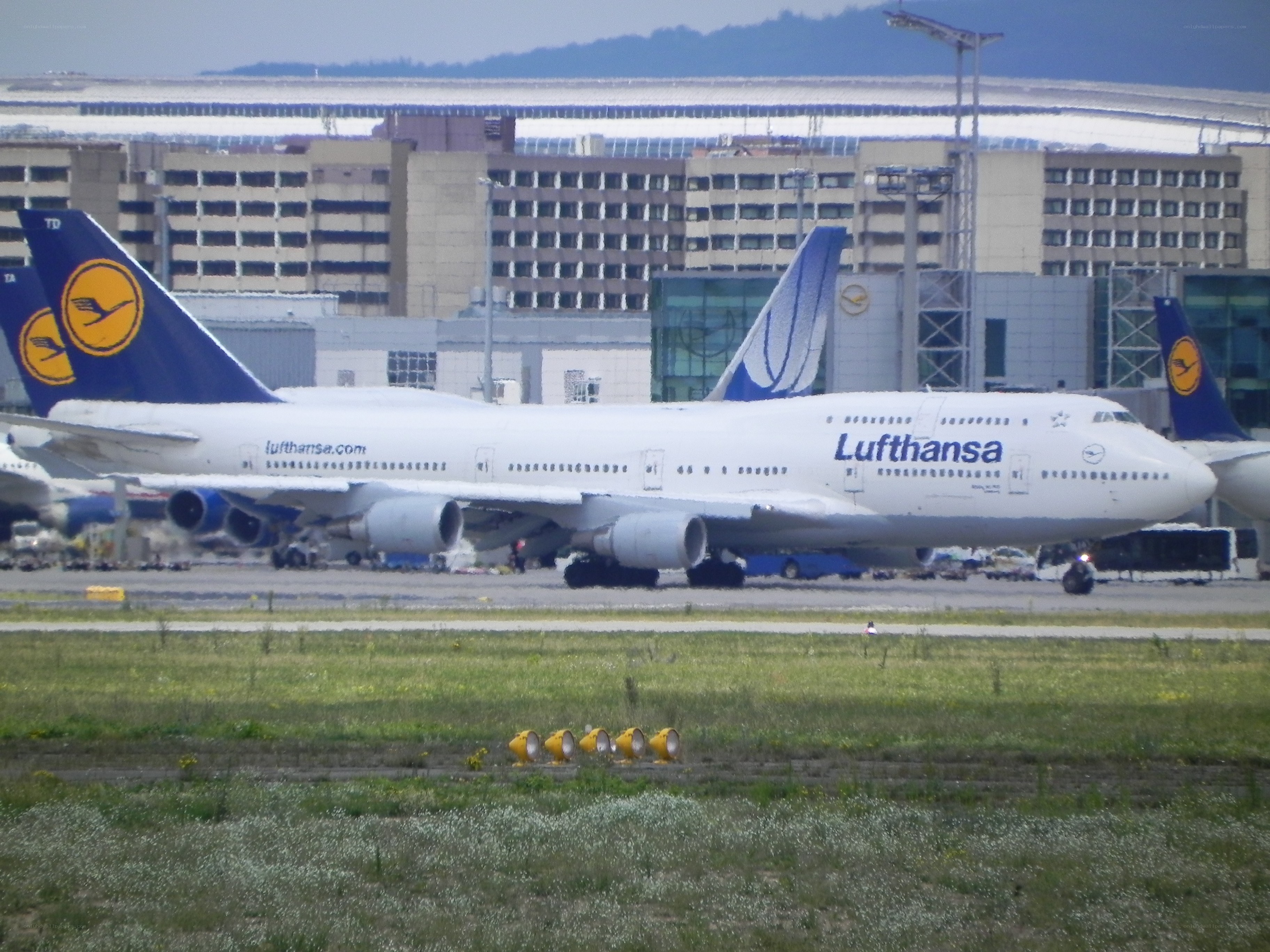 Lufthansa Boeing 747 at airport