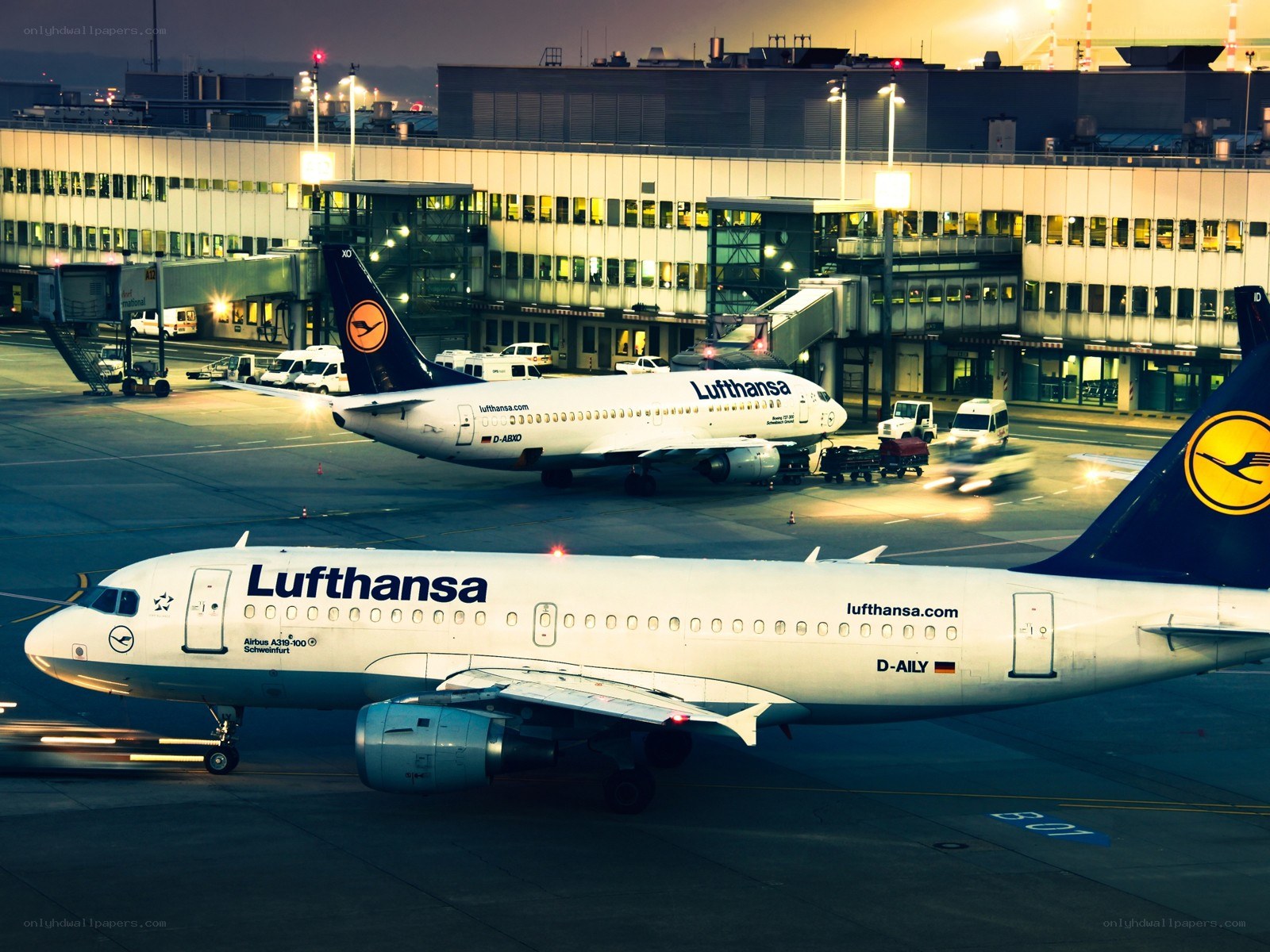 Lufthansa planes at airport