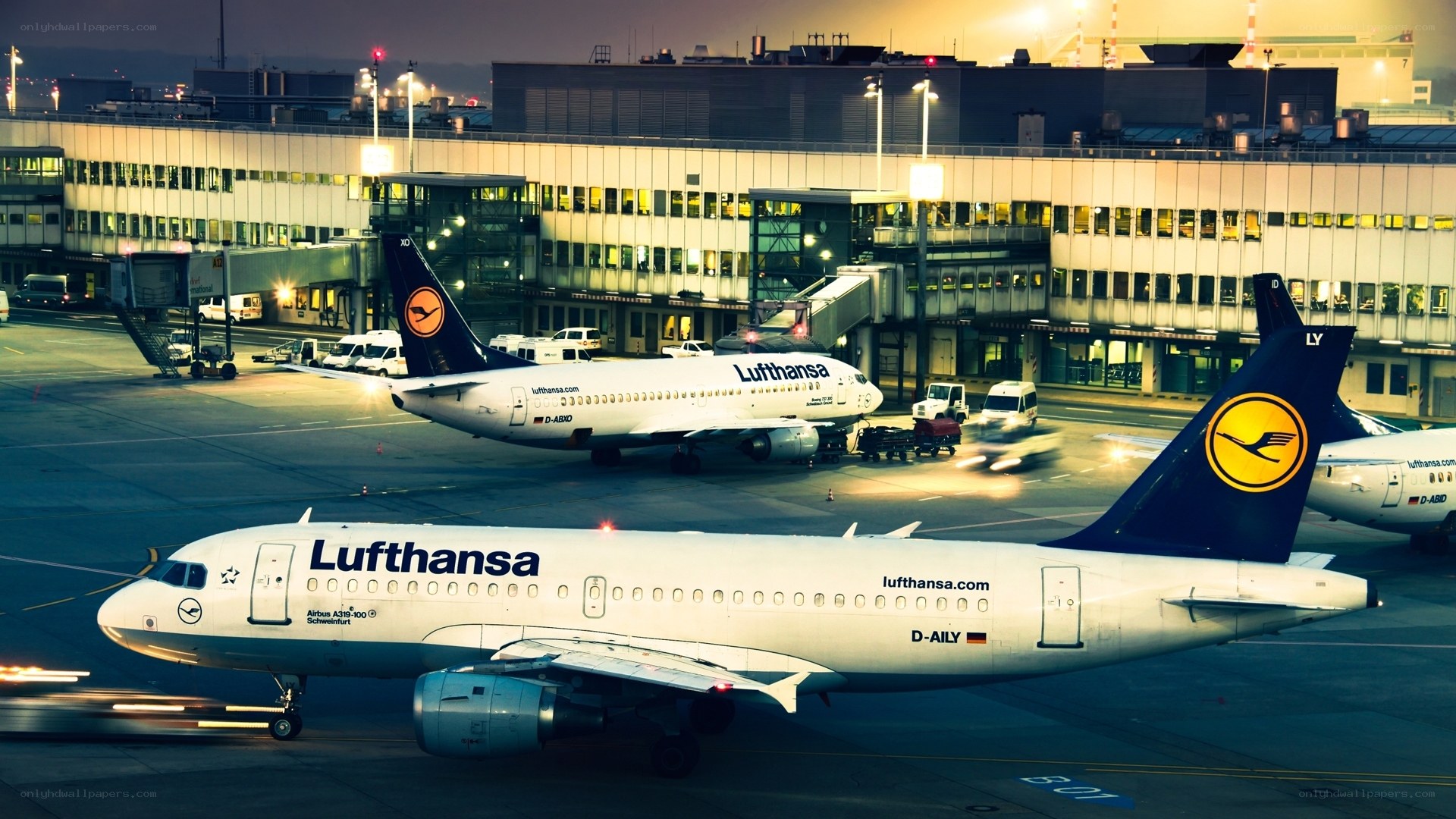 Lufthansa planes at airport