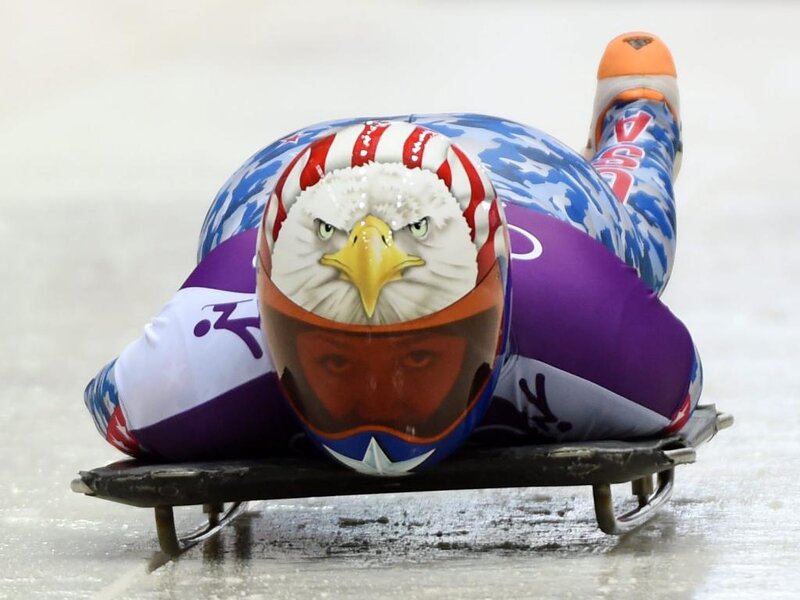 Luge Athlete in Helmet