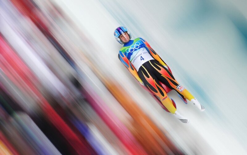 Luge athlete in motion