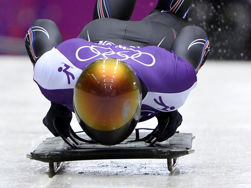 Luge Athlete on Sled — Purple