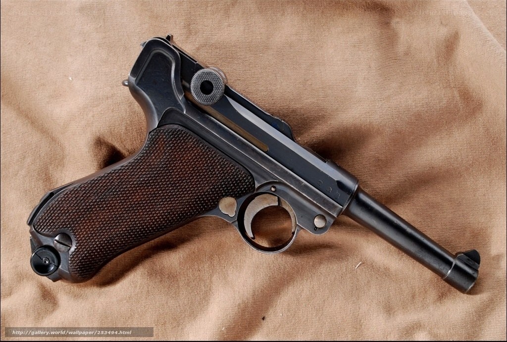 Luger pistol on fabric