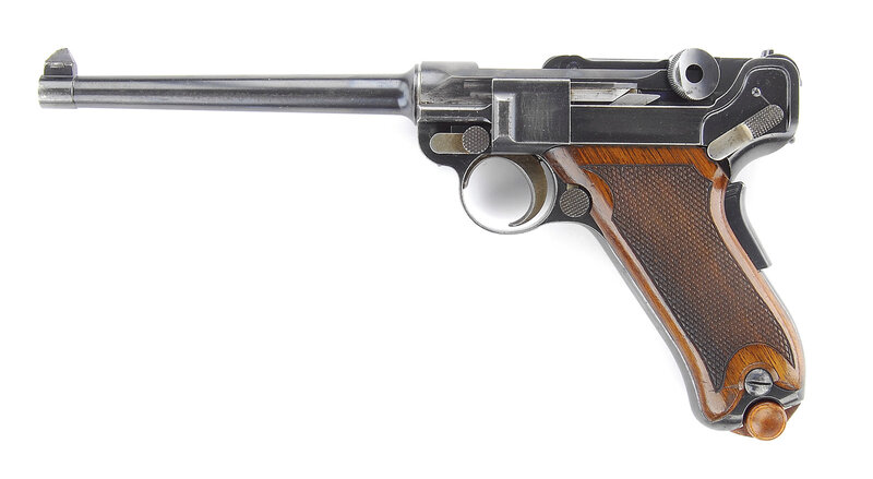 Luger pistol with wooden grip