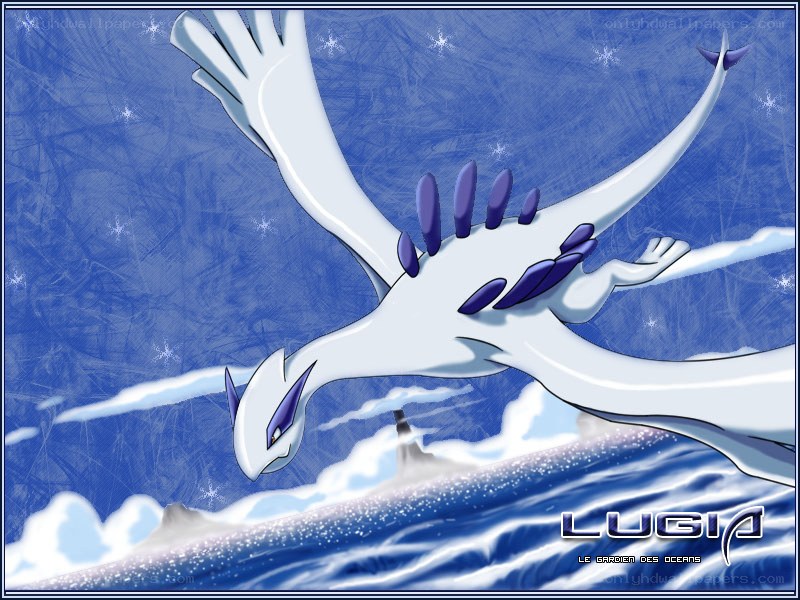 Lugia flying over the ocean