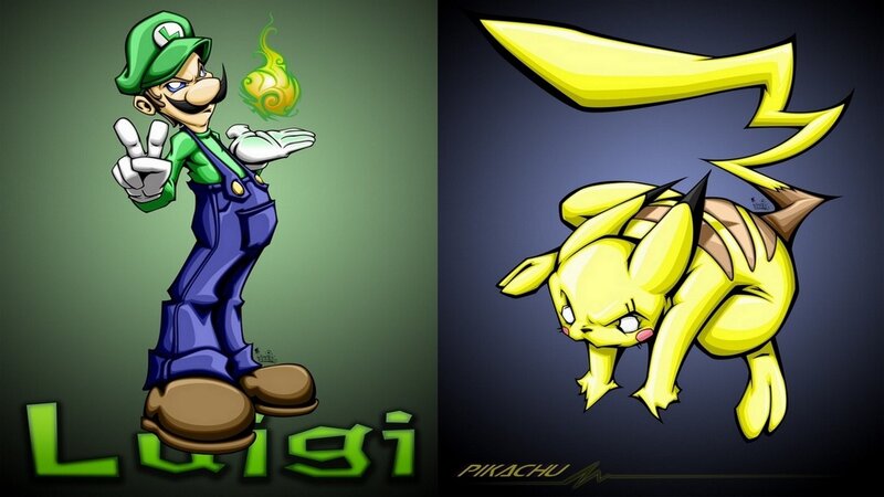 Luigi and Pikachu artwork