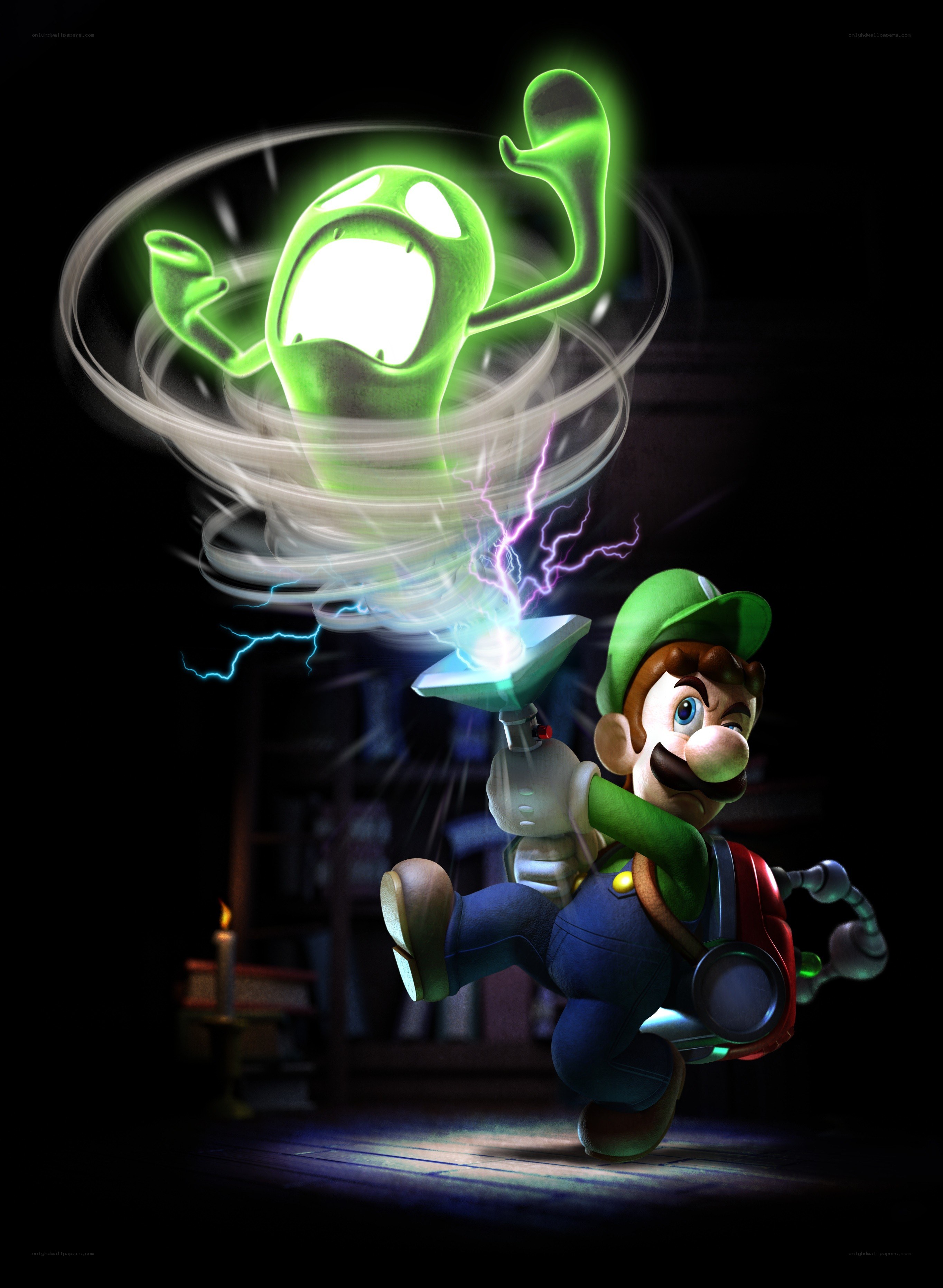 Luigi battling a ghost