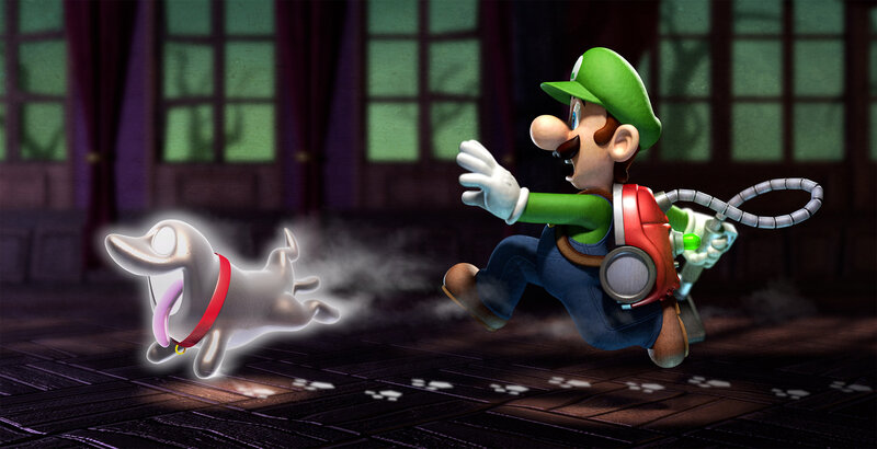Luigi Chasing a Ghost Dog