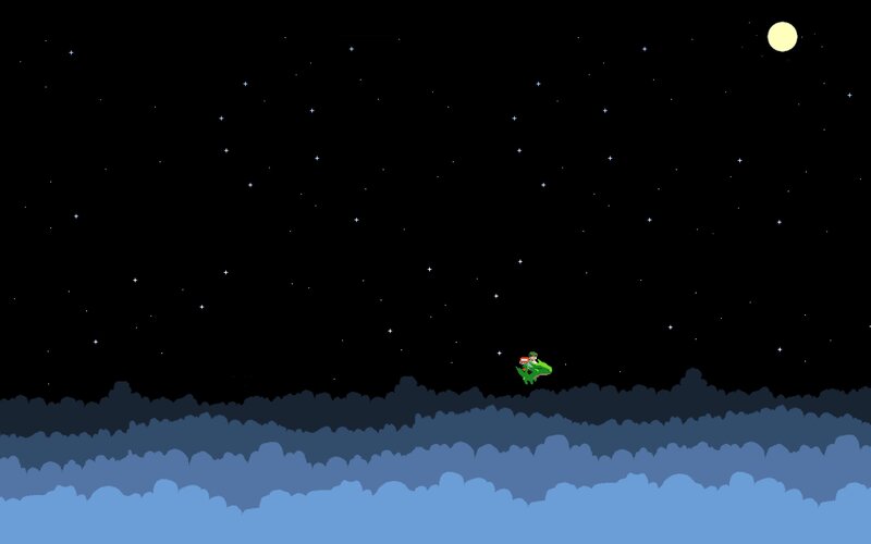 Luigi flying on dinosaur