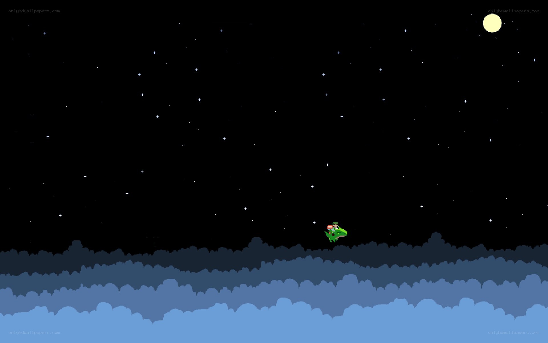 Luigi flying on dinosaur