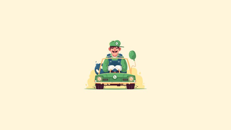 Luigi in a Green Car