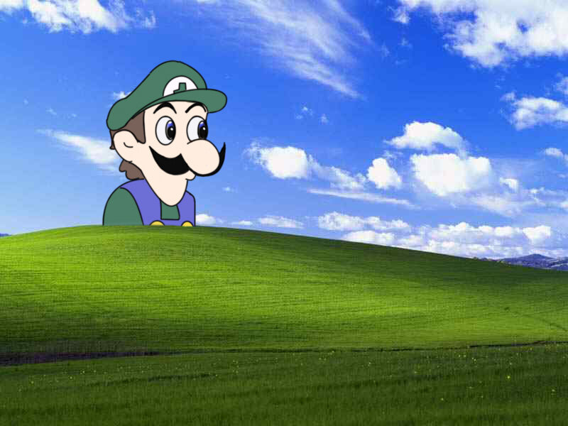Luigi on a green hill