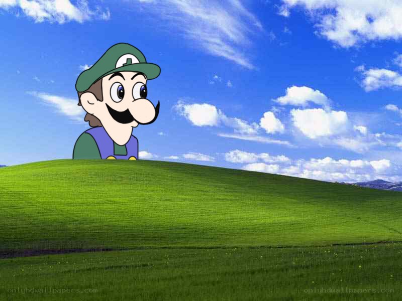 Luigi on a green hill