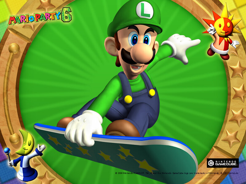 Luigi on a Snowboard