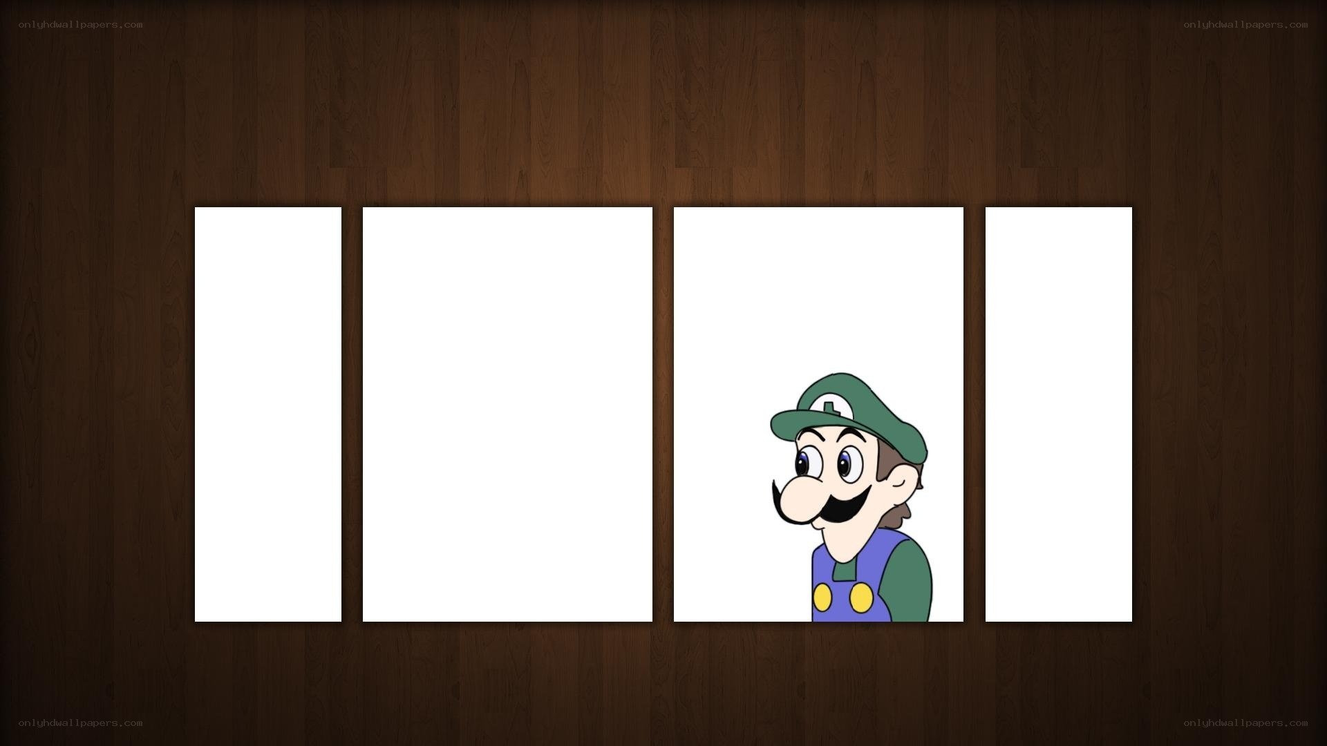 Luigi peeking from behind panels