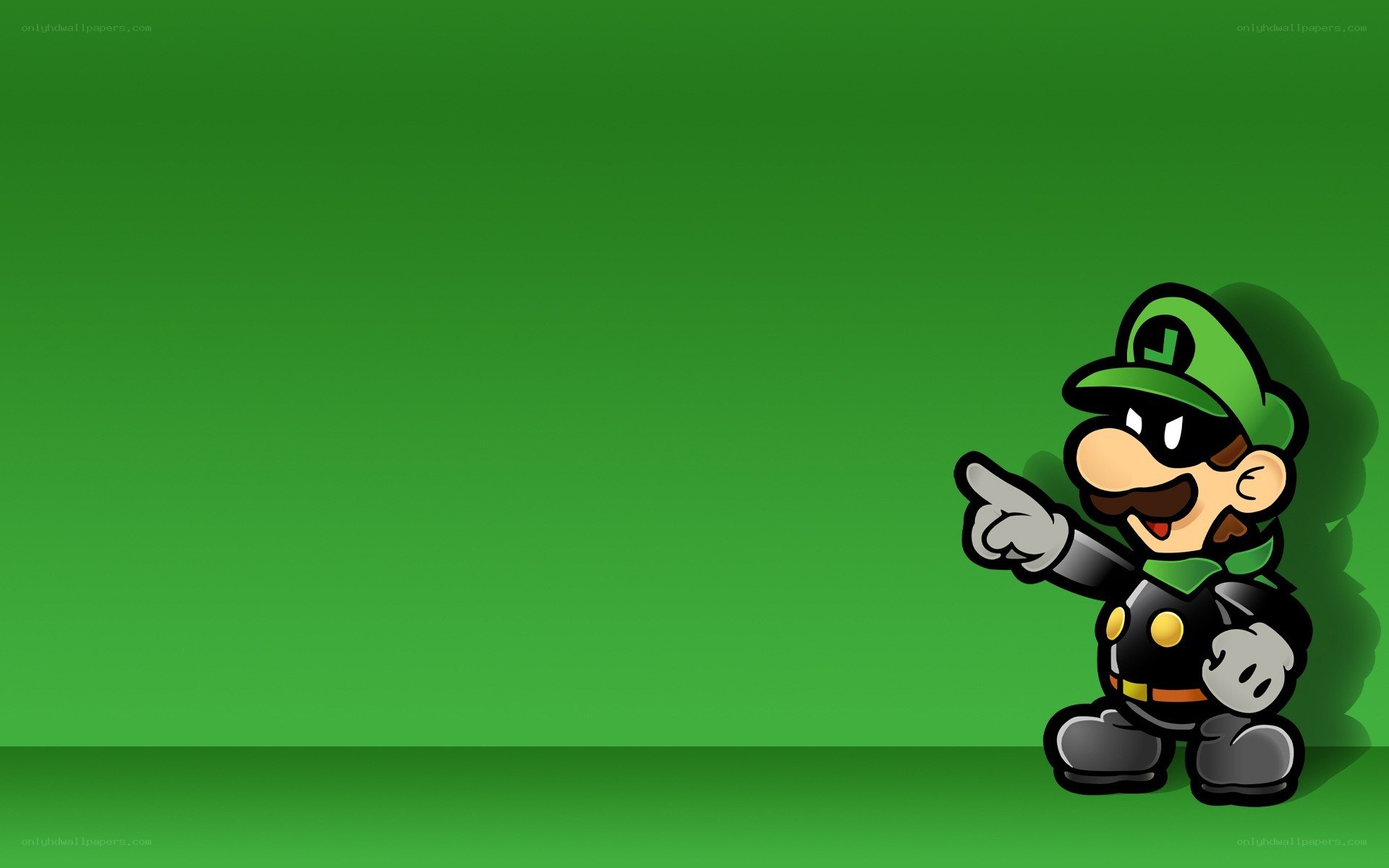 Luigi pointing on green