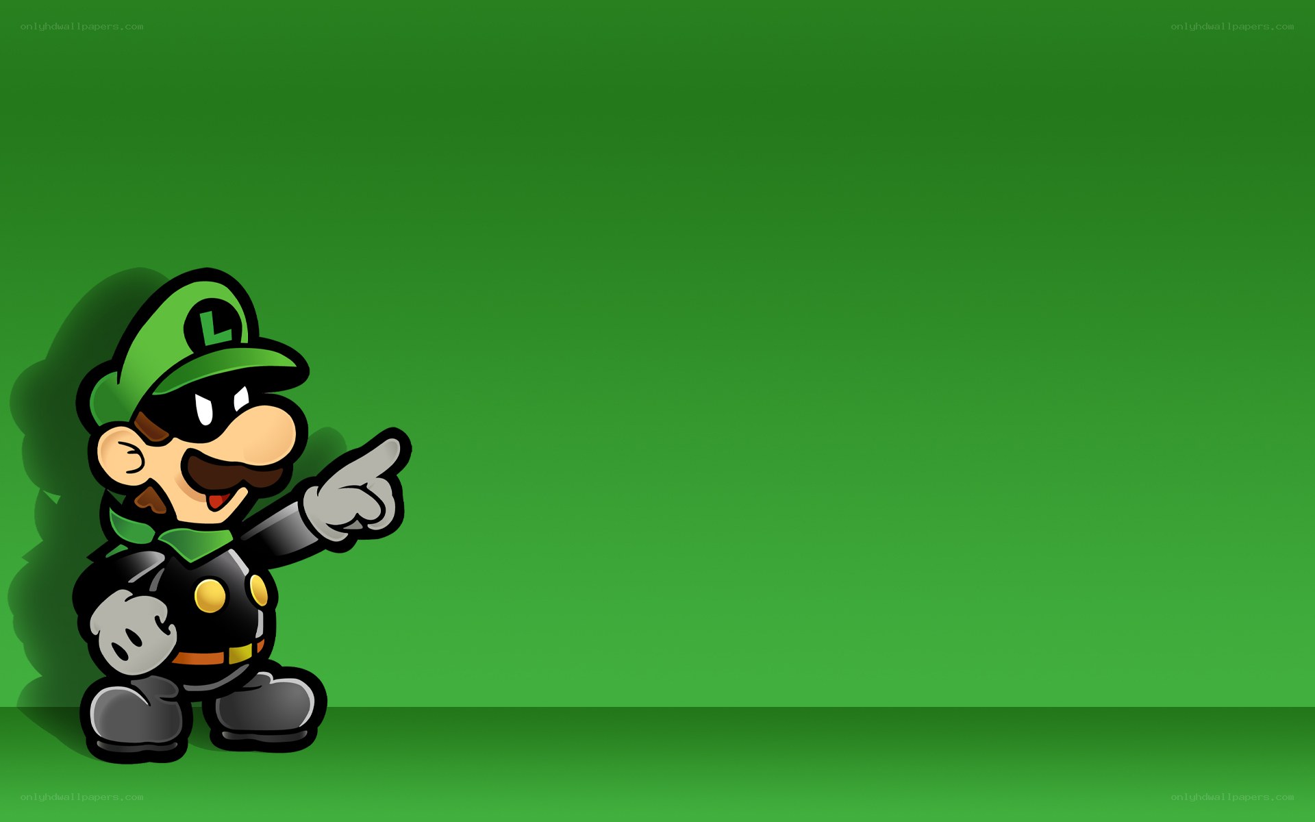 Luigi pointing on green