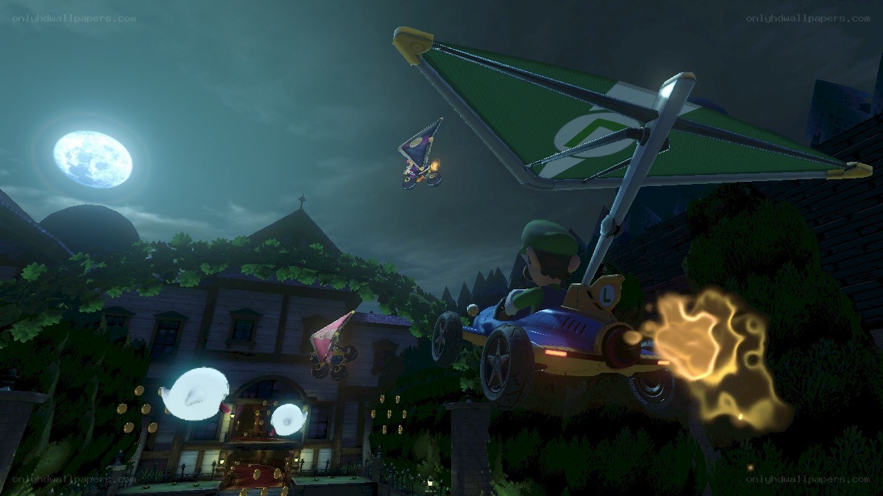 Luigi's glider race at night