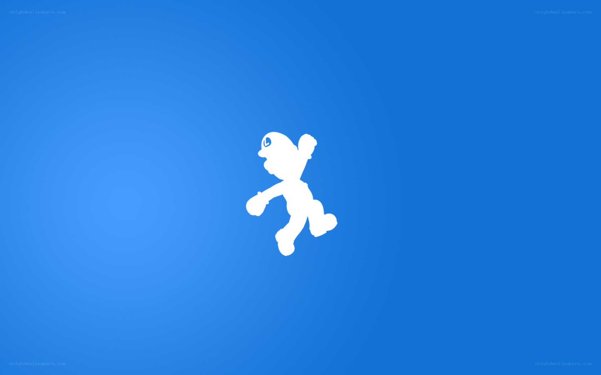 Luigi silhouette on blue